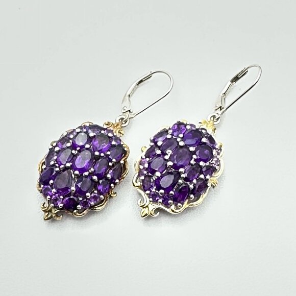 Chuck Clemency Sterling Silver Purple Amethyst Earring Pierced 1 3/4 Inch - Picture 5 of 5